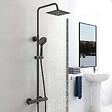 AICA SANITAIRE - AICA Colonne de douche thermostatique noire, avec douche de tête carrée, ensemble de douche en acier inoxydable, douchette à main réglable en différents modes - vignette