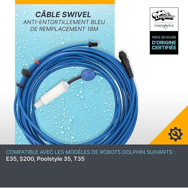 DOLPHIN - cable d'alimenation avec swivel 18m diy pour robot dolphin e35 et t35 - 99958907-diy - large