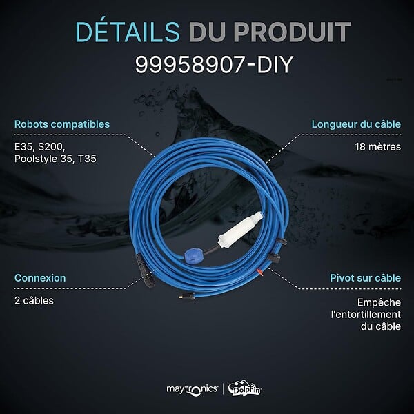 DOLPHIN - cable d'alimenation avec swivel 18m diy pour robot dolphin e35 et t35 - 99958907-diy - large