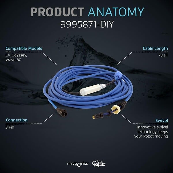 DOLPHIN - Cable D'alimentation Avec Swivel Diy 24m Dyn 2010 Pour Robot Dolphin Wave 80 Et Prox1 - 9995871-DIY - large
