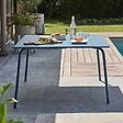 OVIALA - Table de jardin carrée en métal 8 places 120 cm bleu pacific - Palavas - vignette