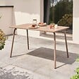 OVIALA - Table de jardin en acier 6 places 120 cm taupe - Palavas - vignette