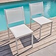 OVIALA - Lot de 2 chaises de jardin aluminium et textilène blanc - Nice - vignette