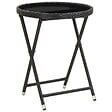 VIDAXL - vidaXL Table à thé Noir 60 cm Résine tressée et verre trempé - vignette