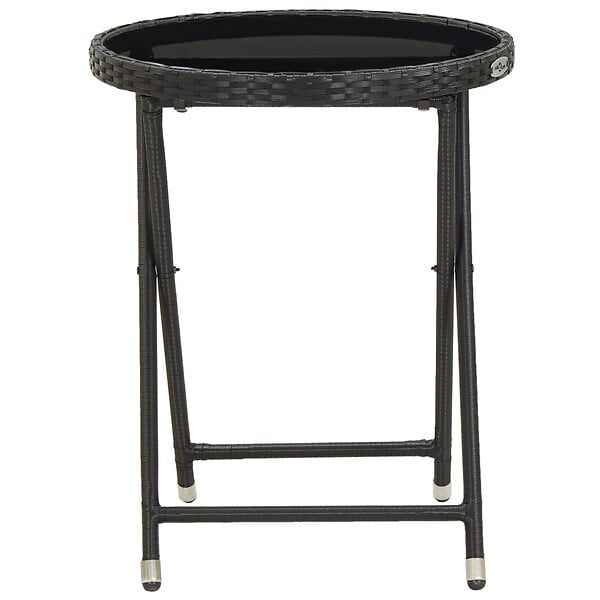 VIDAXL - vidaXL Table à thé Noir 60 cm Résine tressée et verre trempé - large