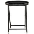 VIDAXL - vidaXL Table à thé Noir 60 cm Résine tressée et verre trempé - vignette