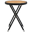 VIDAXL - vidaXL Table à thé Noir 60 cm Résine tressée et bois d'acacia solide - vignette