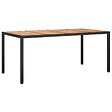 VIDAXL - vidaXL Table de jardin 190x90x75 cm Résine tressée et bois acacia Noir - vignette
