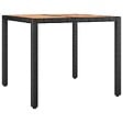 VIDAXL - vidaXL Table de jardin plateau en bois Noir Résine tressée bois massif - vignette