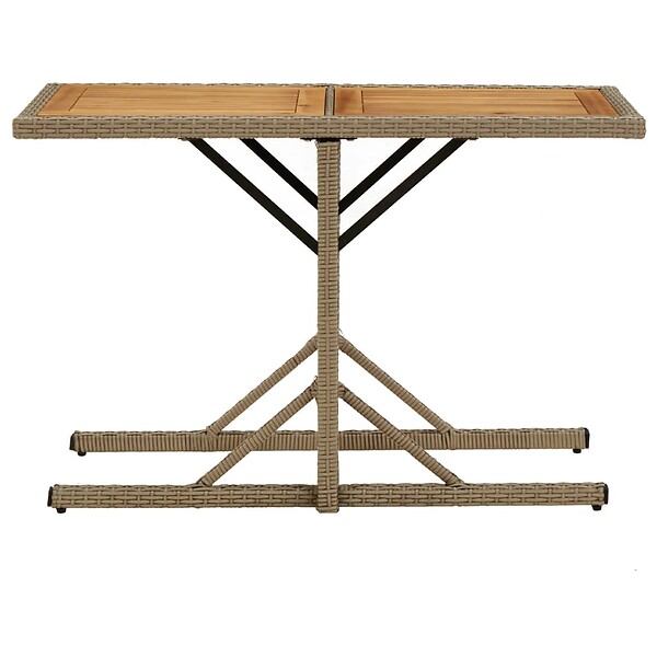 VIDAXL - vidaXL Table de jardin Beige Bois massif d'acacia et poly rotin - large