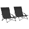 VIDAXL - vidaXL Chaises de plage pliables lot de 2 Noir Tissu - vignette