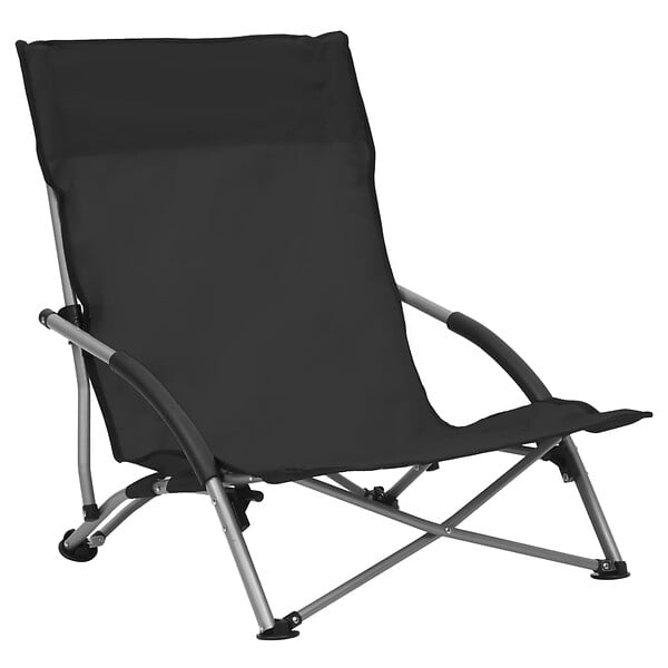 VIDAXL - vidaXL Chaises de plage pliables lot de 2 Noir Tissu - large