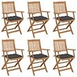 VIDAXL - vidaXL Chaises pliables de jardin lot de 6 avec coussins Bois d'acacia - vignette