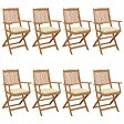 VIDAXL - vidaXL Chaises pliables de jardin lot de 8 avec coussins Bois d'acacia - vignette