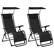 VIDAXL - vidaXL Chaises pliables de terrasse lot de 2 Textilène Noir - vignette