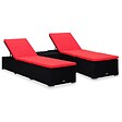 VIDAXL - vidaXL Chaises longues de jardin table à thé 3 pcs Résine tressée Noir - vignette