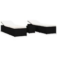 VIDAXL - vidaXL Chaises longues de jardin table à thé 3 pcs Résine tressée Noir - vignette