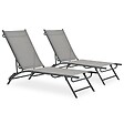VIDAXL - vidaXL Chaises longues lot de 2 Textilène et acier - vignette