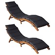VIDAXL - vidaXL Chaises longues et coussins 2 pcs Gris foncé Bois massif acacia - vignette