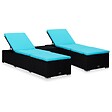 VIDAXL - vidaXL Chaises longues de jardin table à thé 3 pcs Résine tressée Noir - vignette