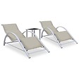 VIDAXL - vidaXL Chaises longues lot de 2 avec table Aluminium Crème - vignette