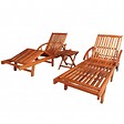 VIDAXL - vidaXL Chaises longues lot de 2 avec table Bois d'acacia solide - vignette