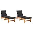 VIDAXL - vidaXL Chaises longues et coussins lot de 2 Résine tressée et acacia - vignette