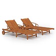 VIDAXL - vidaXL Ensemble de chaises longues lot de 2 table Bois acacia massif - vignette