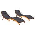 VIDAXL - vidaXL Chaises longues lot de 2 avec coussins Bois d'acacia solide - vignette