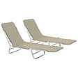 VIDAXL - vidaXL Chaises longues pliables lot de 2 Acier et tissu Taupe - vignette