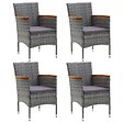 VIDAXL - vidaXL Chaises à manger de jardin lot de 4 Résine tressée Gris - vignette