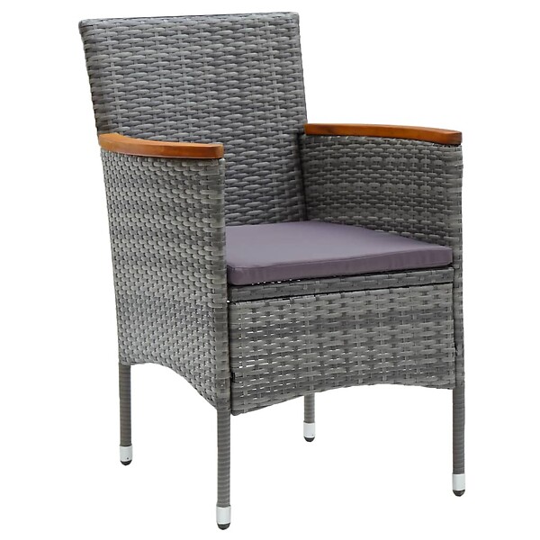 VIDAXL - vidaXL Chaises à manger de jardin lot de 4 Résine tressée Gris - large