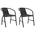 VIDAXL - vidaXL Chaises de jardin lot de 2 Plastique Rotin et acier 110 kg - vignette