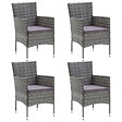 VIDAXL - vidaXL Chaises à manger de jardin lot de 4 Résine tressée Gris - vignette