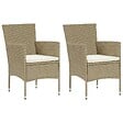 VIDAXL - vidaXL Chaises manger de jardin lot de 2 Résine tressée Beige - vignette