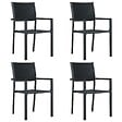 VIDAXL - vidaXL Chaises de jardin lot de 4 Noir Plastique Aspect de rotin - vignette