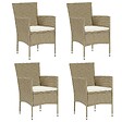 VIDAXL - vidaXL Chaises à manger de jardin lot de 4 Résine tressée Beige - vignette