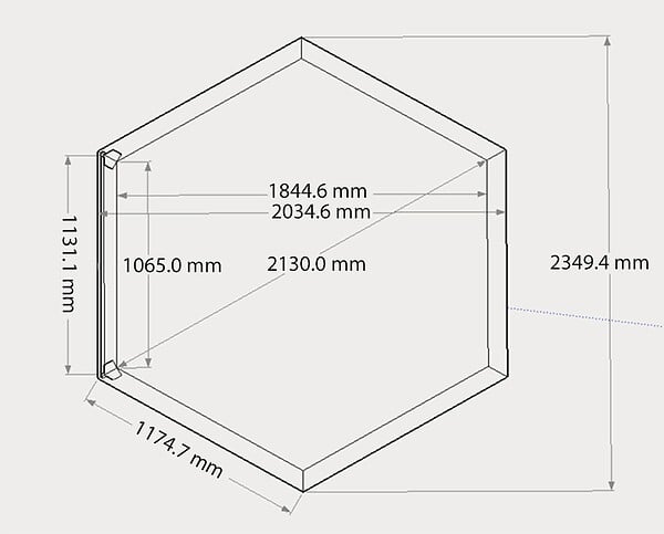 HABRITA - Habillage bois hexagonal - 2,35 x 1,84 x 0,71 m  - spas et piscines - large