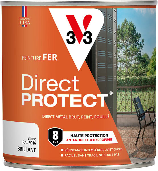 V33 PEINTURE - Peinture fer Direct Protect Blanc Brillant 0,5L - large