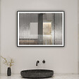 AICA SANITAIRE - AICA Miroir de salle de bain LED 70x50cm avec cadre noir à angle droit, 3 couleurs + anti-buée + mémoire + gradation infinie - vignette