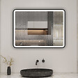 AICA SANITAIRE - AICA miroir de salle de bain LED 80x60cm avec cadre noir, tricolore + anti-buée + mémoire + gradation infinie - vignette