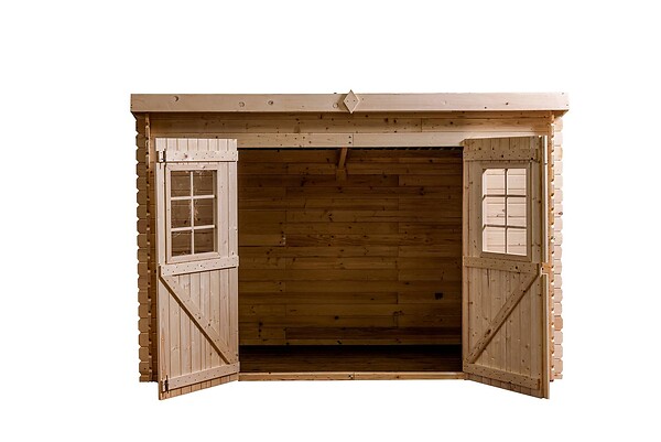 HABRITA - Abri Madriers bois massif avec grande façade 3 m toit 1 pente - 4,60 m2 - large