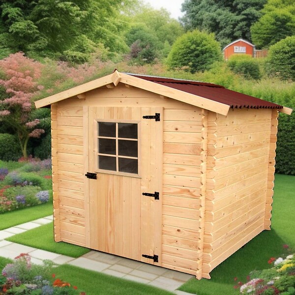 HABRITA - Abri Madriers bois massif fourni avec un joint d'étanchéité - 4.28 m2 - large