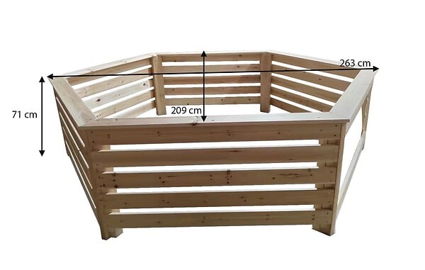 HABRITA - Habillage bois hexagonal - 2,63 x 2,09 x 0,71 m - spas et piscines - large