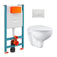 VITRA - Pack WC Bâti-support V-Fix + WC Grohe Bau Ceramic sans bride + abattant softclose + Plaque, Blanc Brillant (V-FixBau-1) - vignette