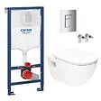 GROHE - Pack WC Bâti-support Rapid SL  + WC sans bride SAT + Abattant SoftClose + Plaque Chrome (RapidSL-Project-1) - vignette