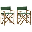 VIDAXL - vidaXL Chaises pliables de directeur lot de 2 Vert Bambou et tissu - vignette