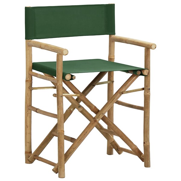 VIDAXL - vidaXL Chaises pliables de directeur lot de 2 Vert Bambou et tissu - large