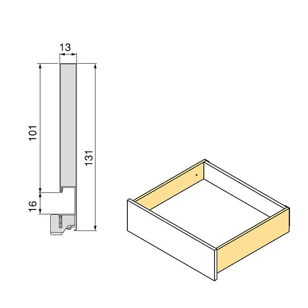 EMUCA - Tiroir extérieur Vertex avec réglages 3D hauteur 131mm, 40kg, profondeur 350mm, Acier, Peint en blanc - large