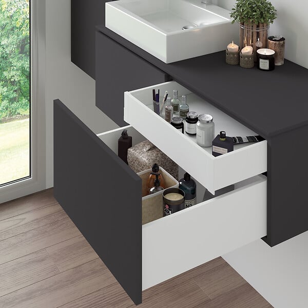 EMUCA - Tiroir extérieur Vertex avec réglages 3D hauteur 83mm, 40kg, profondeur 450mm, Acier, Peint en blanc - large